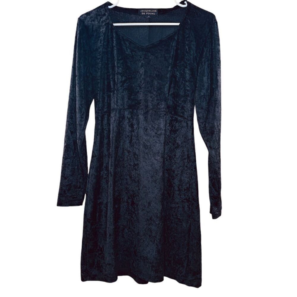 Jacqueline De Young Aniella Velvet Knee Length Dress Black Size M